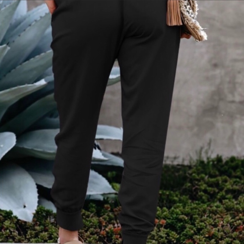 Black Cotton Joggers - Picture 4 of 9